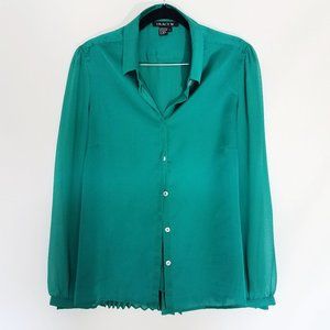 Tracy M Button Down Long Sleeve Pleated Shirt